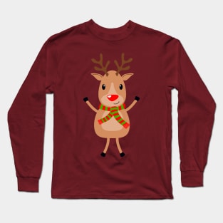 Christmas Reindeer Celebrating Long Sleeve T-Shirt